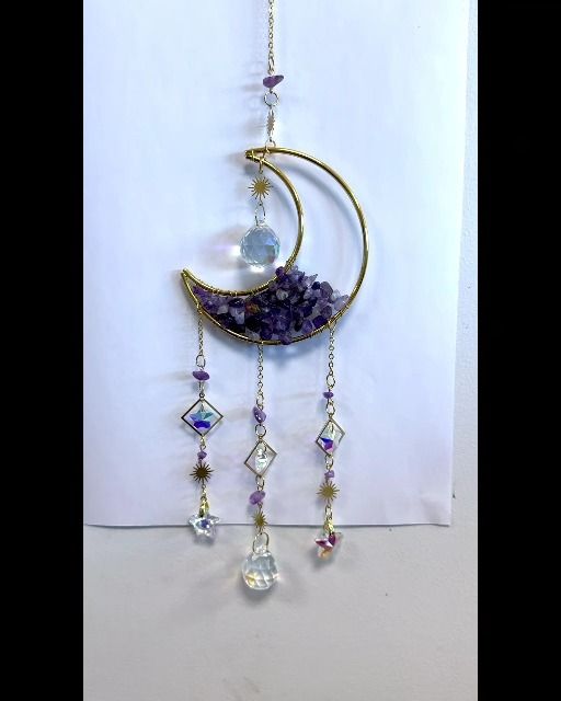 Mobile Attrape Soleil Améthyste Lune - Cristal 48cm