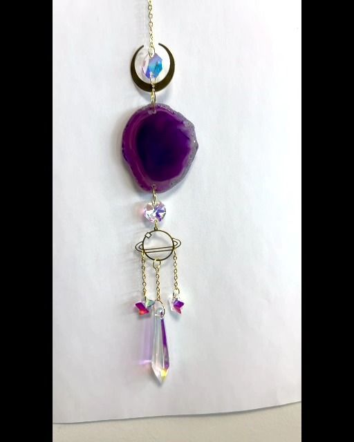 Mobile Attrape Soleil Agate Mauve Terre Cosmique et Cristal 41cm
