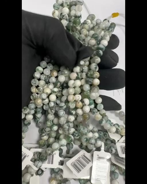 Agate Arbre A perles 6mm sur fil 40cm