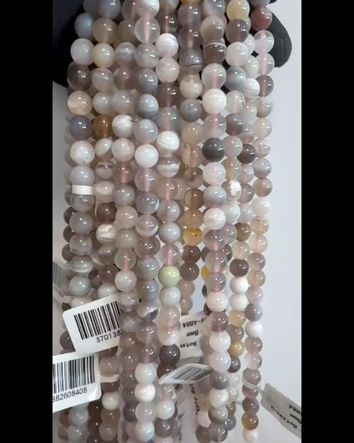 Agate Botswana A perles 7.5-8.5mm sur fil 40cm