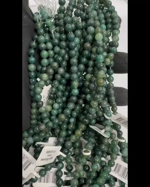 Agate Mousse perles 6mm sur fil 40cm