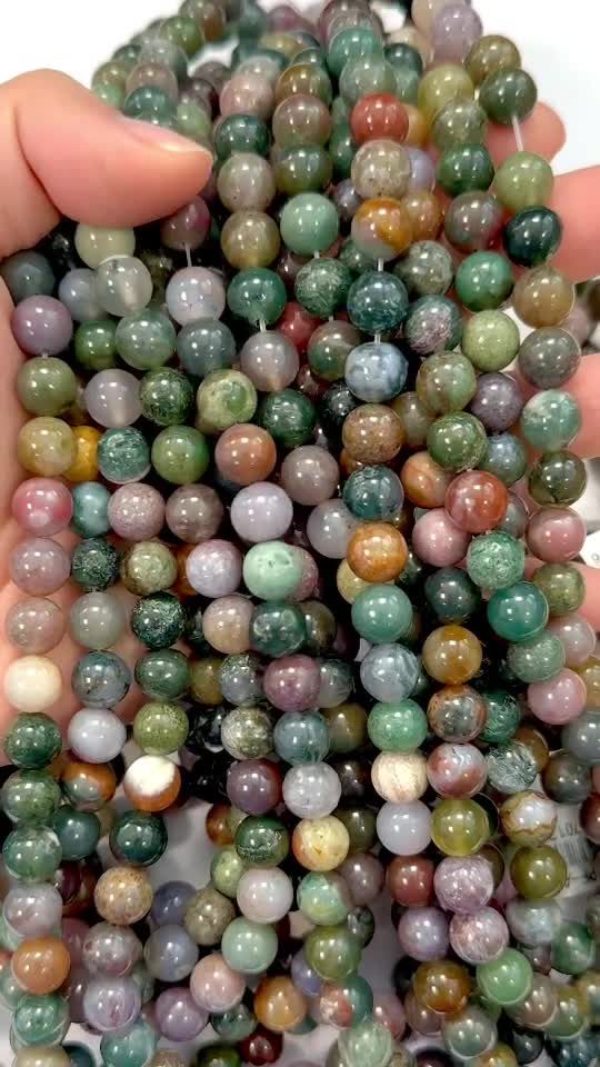 Agate Indienne perles 8mm sur fil 40cm
