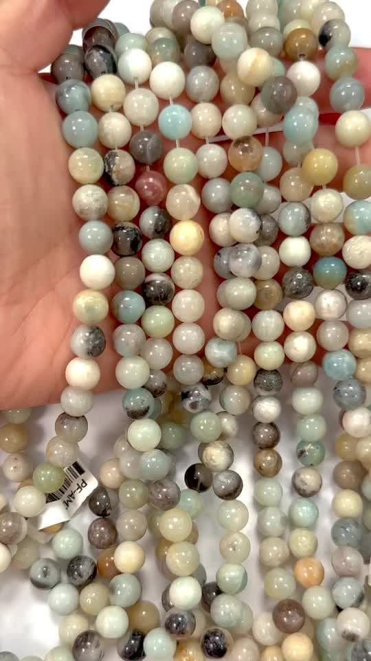 Amazonite multicolore A perles 8mm sur fil 40cm