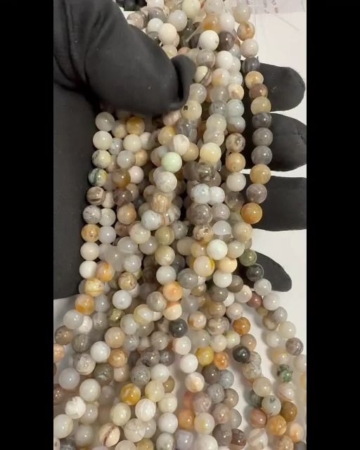 Agate Plume perles 6mm sur fil 40cm
