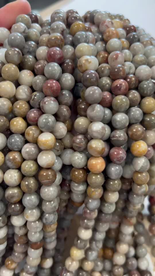Agate Plume perles 8mm sur fil 40cm
