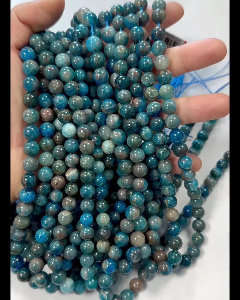 Apatite Bleue perles 8mm sur fil 40cm
