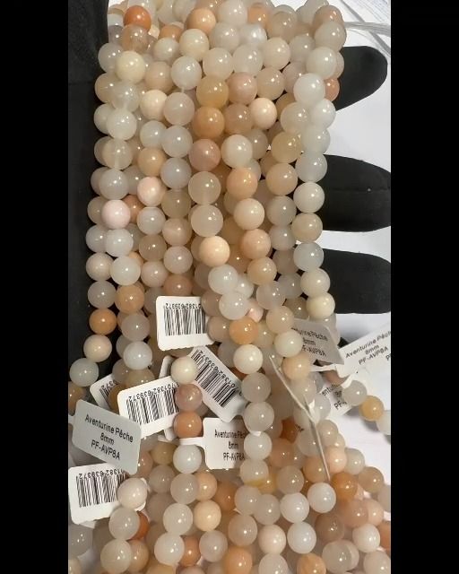 Aventurine Pêche A perles 8mm sur fil 40cm