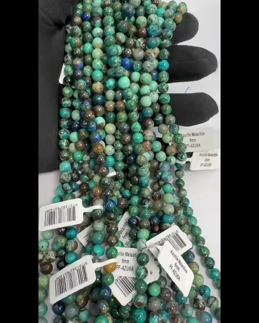 Azurite Malachite Naturelle A perles 6mm sur fil 40cm