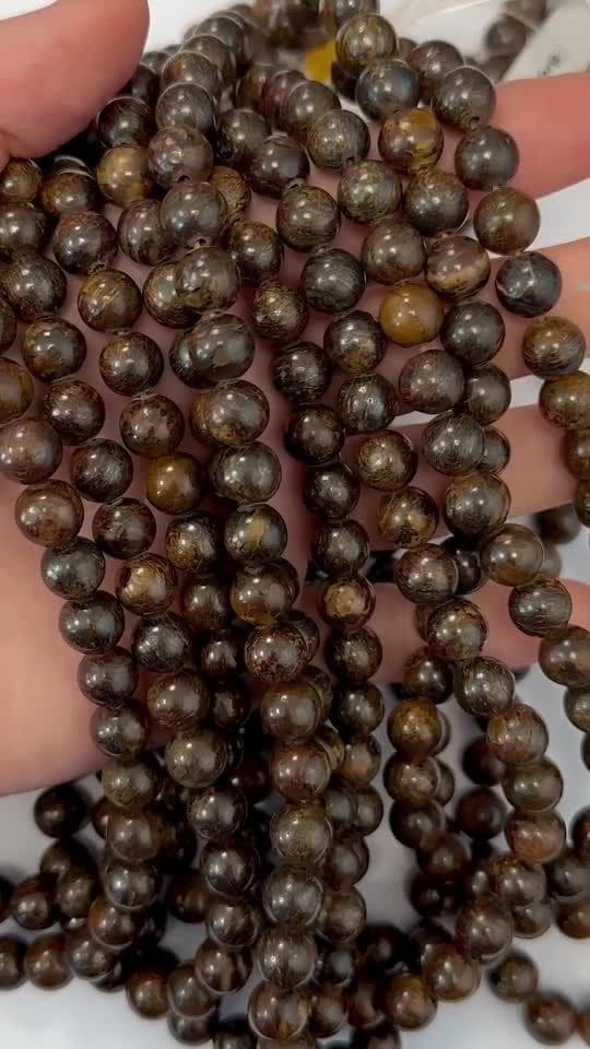 Bronzite A perles 8mm sur fil 40cm