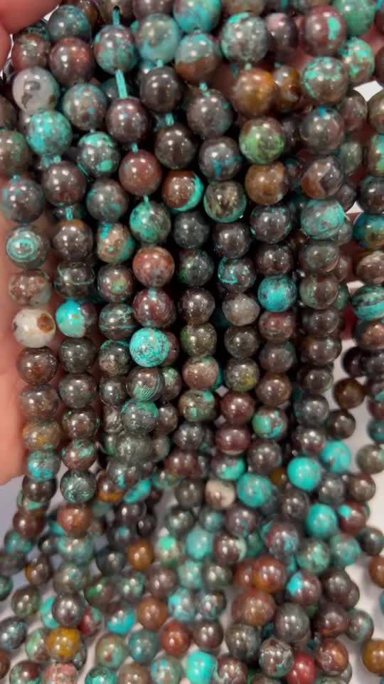 Chrysocolle du Congo AA perles 8mm sur fil 40cm