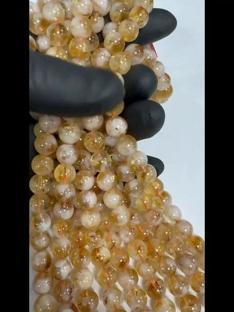 Citrine Chauffée A perles 10mm sur fil 40cm