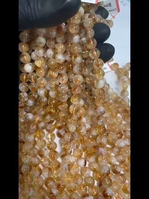 Citrine Chauffée A perles 8-9mm sur fil 40cm