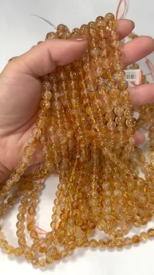 Citrine Chauffée AA perles 6.5-7.5mm sur fil 40cm