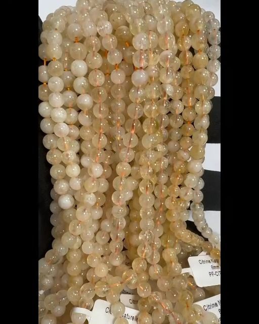 Citrine Naturelle perles 6mm sur fil 40cm