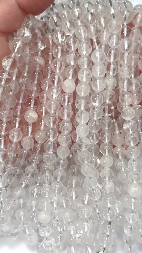 Cristal de roche perles 8mm sur fil 40cm