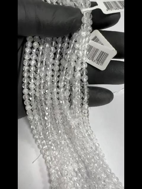 Cristal de Roche Crack A perles 4mm sur fil 40cm