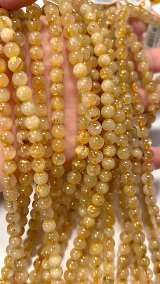 Cristal de Roche Rutile A+ perles 5-6mm sur fil 40cm