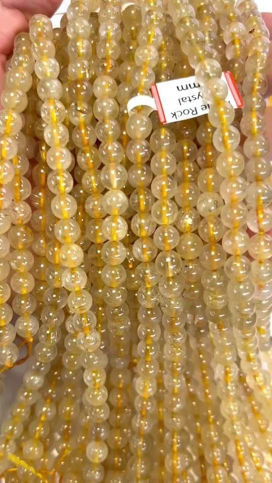 Cristal de Roche Rutile A+ perles 7mm sur fil 40cm