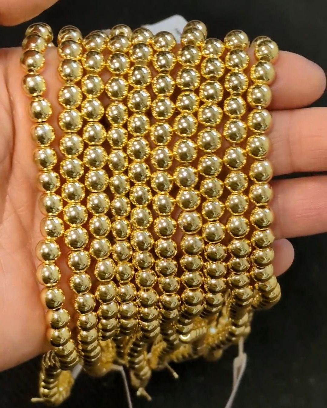 Hematite Gold A perles rondes 6mm sur fil 40cm