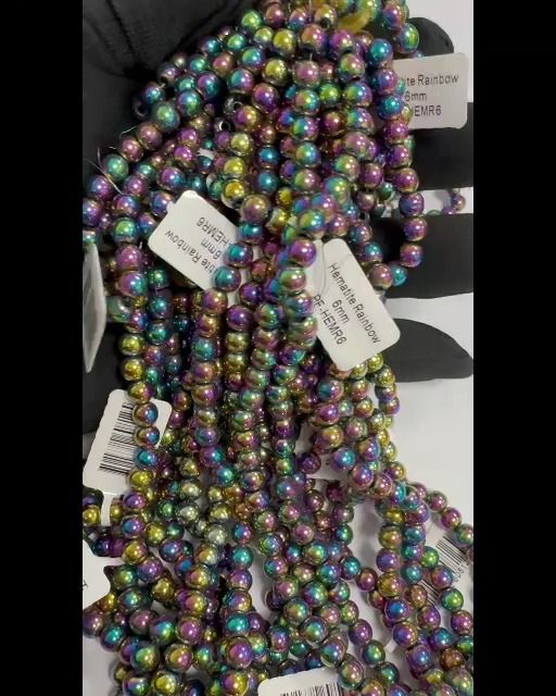 Hematite Rainbow A perles rondes 6mm sur fil 40cm