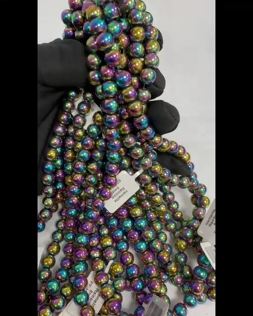 Hematite Rainbow A perles rondes 8mm sur fil 40cm