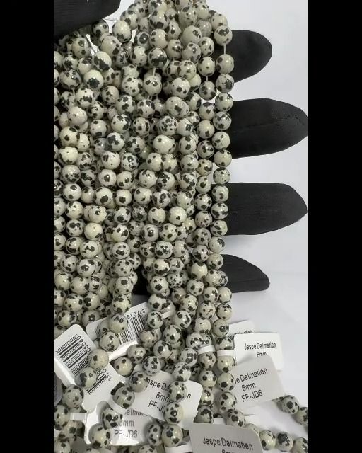 Jaspe Dalmatien perles 6mm sur fil 40cm