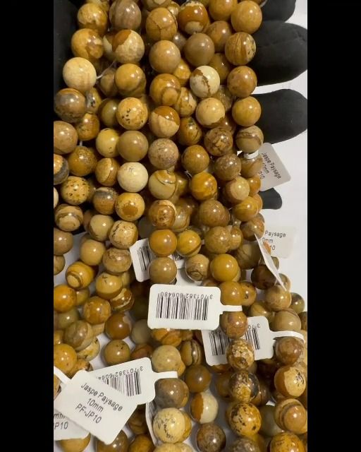 Jaspe Paysage A perles 10mm sur fil 40cm