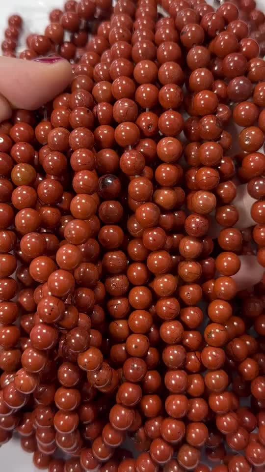 Jaspe Rouge A perles 8mm sur fil 40cm