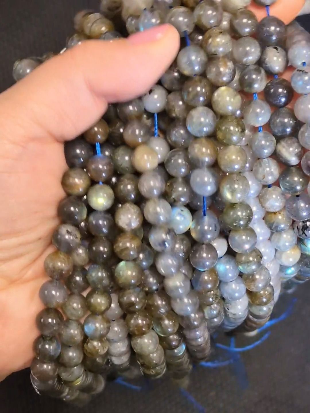 Perles Rondes sur Fil Labradorite A 8-9mm