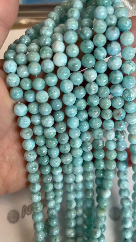 Larimar AA perles rondes 7mm sur fil 40cm
