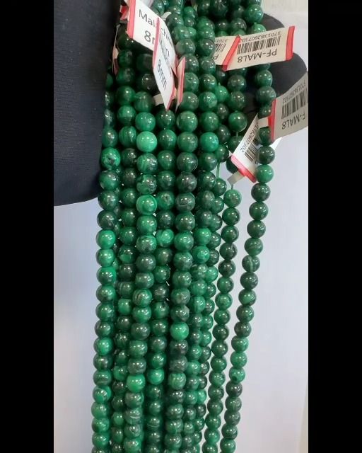 Malachite perles 7-8mm sur fil 40cm