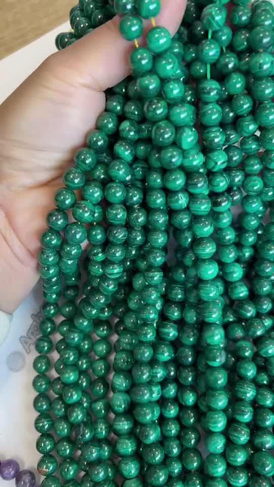 Malachite Foncée AA perles 7-8mm sur fil 40cm