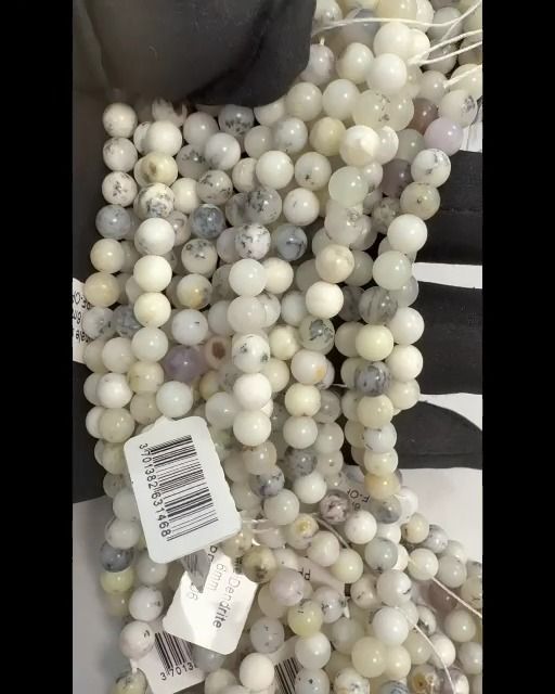 Opale Dendrite perles 6mm sur fil 40cm