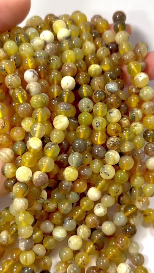Opale Jaune perles 8mm sur fil 40cm