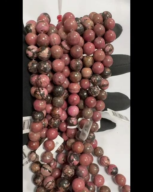 Rhodonite perles 10mm sur fil 40cm