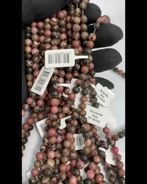 Rhodonite perles 6mm sur fil 40cm