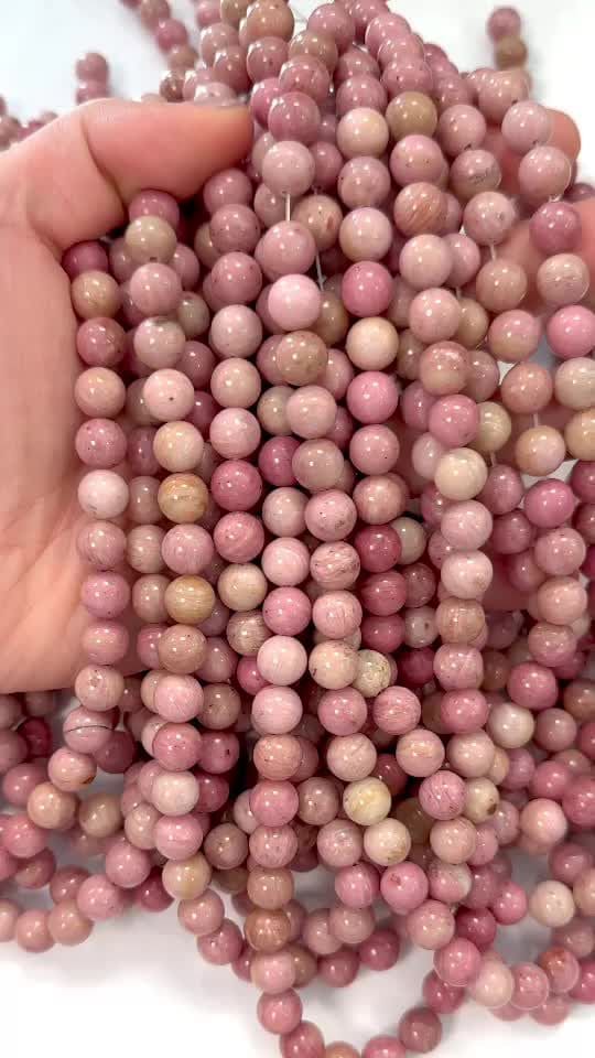 Rhodonite Australie A perles 8mm sur fil 40cm