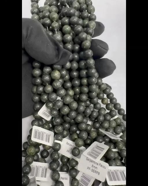 Serpentine Pérou perles 8mm sur fil 40cm