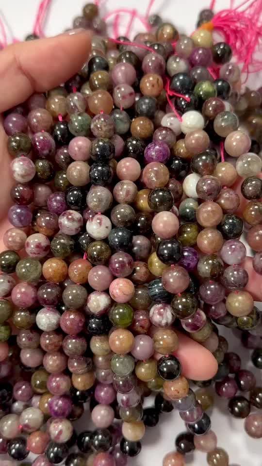 Tourmaline multicolore A perles 8mm sur fil 40cm