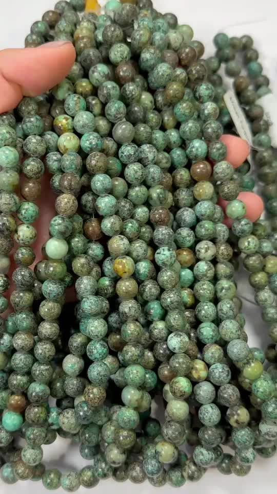 Turquoise naturelle d'Afrique perles 8mm sur fil 40cm