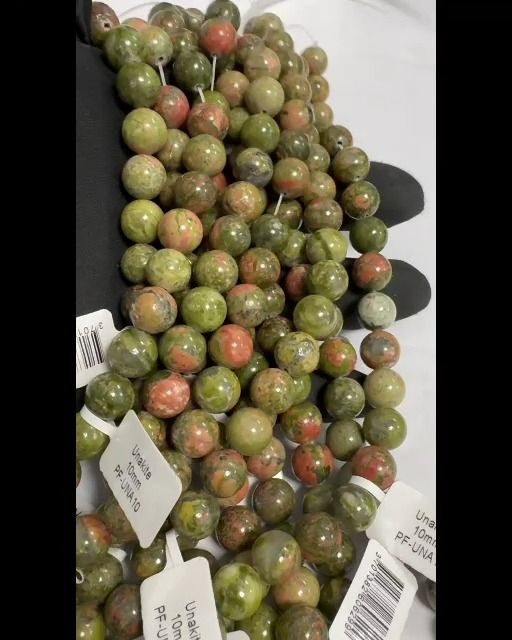Unakite perles 10mm sur fil 40cm