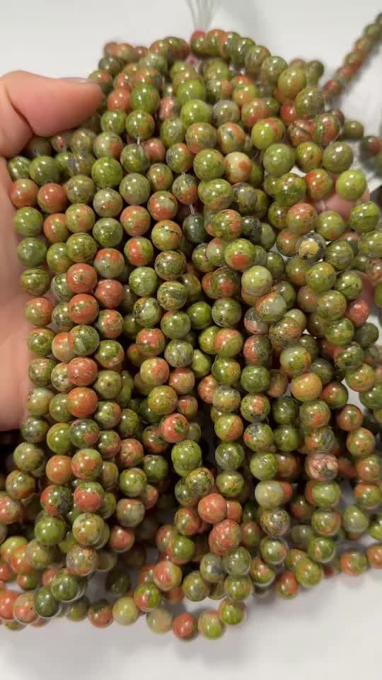 Unakite perles 8mm sur fil 40cm