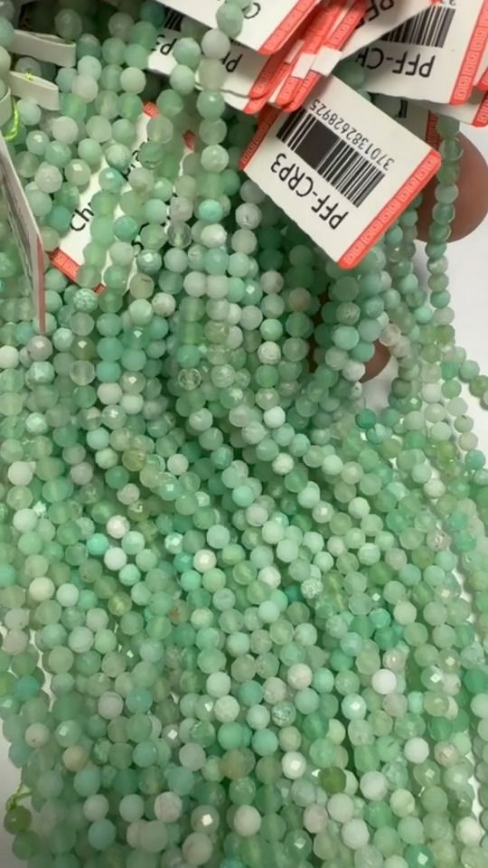 Perles Facettées sur Fil Chrysoprase AA+ 3mm