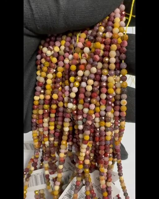 Mokaite Facettée AA perles 3mm sur fil 40cm