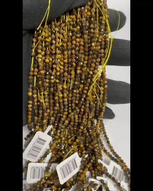 Oeil de Tigre Facettée A+ perles 3-4mm sur fil 40cm