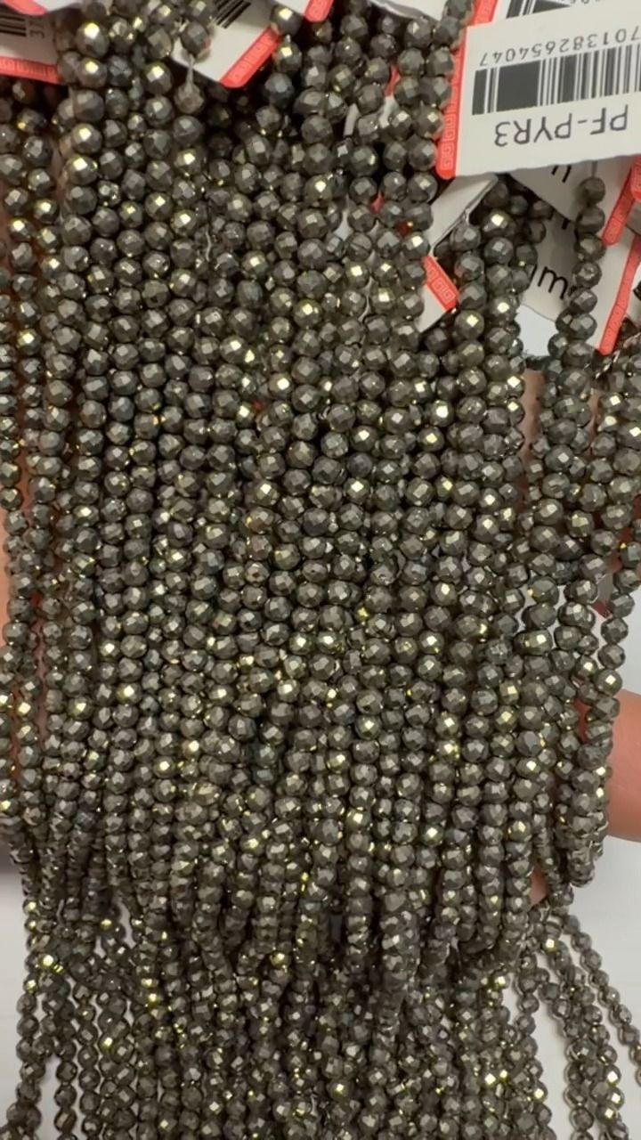 Perles Facettées sur Fil Pyrite A 3mm