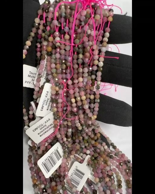 Tourmaline Multicolore Facettée AA perles 3mm sur fil 40cm