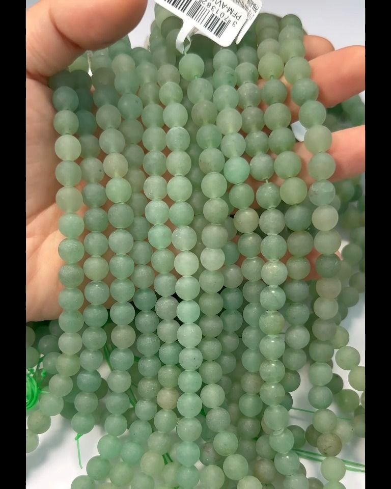 Aventurine Verte A perles mates 8mm sur fil 40cm