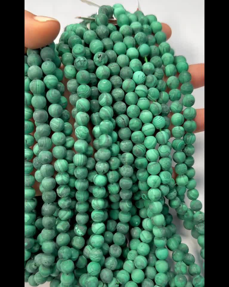 Malachite perles mates 7-8mm sur fil 40cm