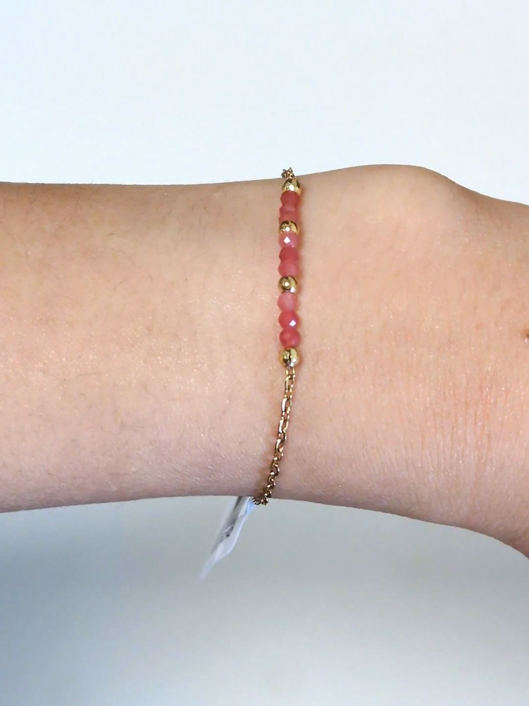 Bracelet Calcedoine Rose Facettée – acier inoxydable